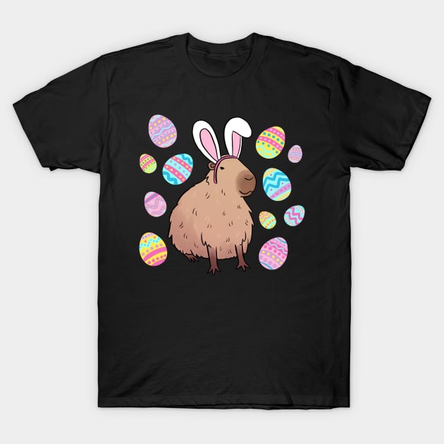 Cute capybara easter day with easter eggs T-Shirt by Yarafantasyart